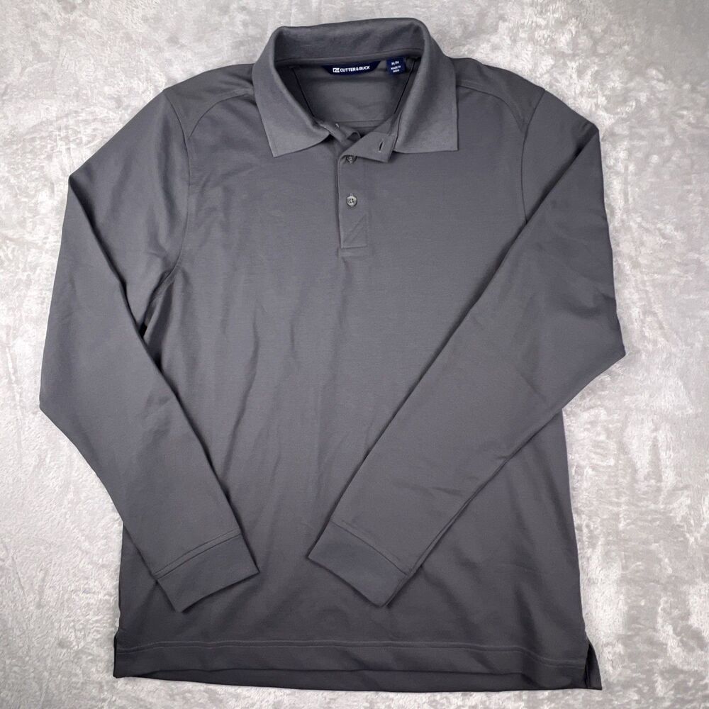 Cutter And Buck Gray long sleeve Polo Medium